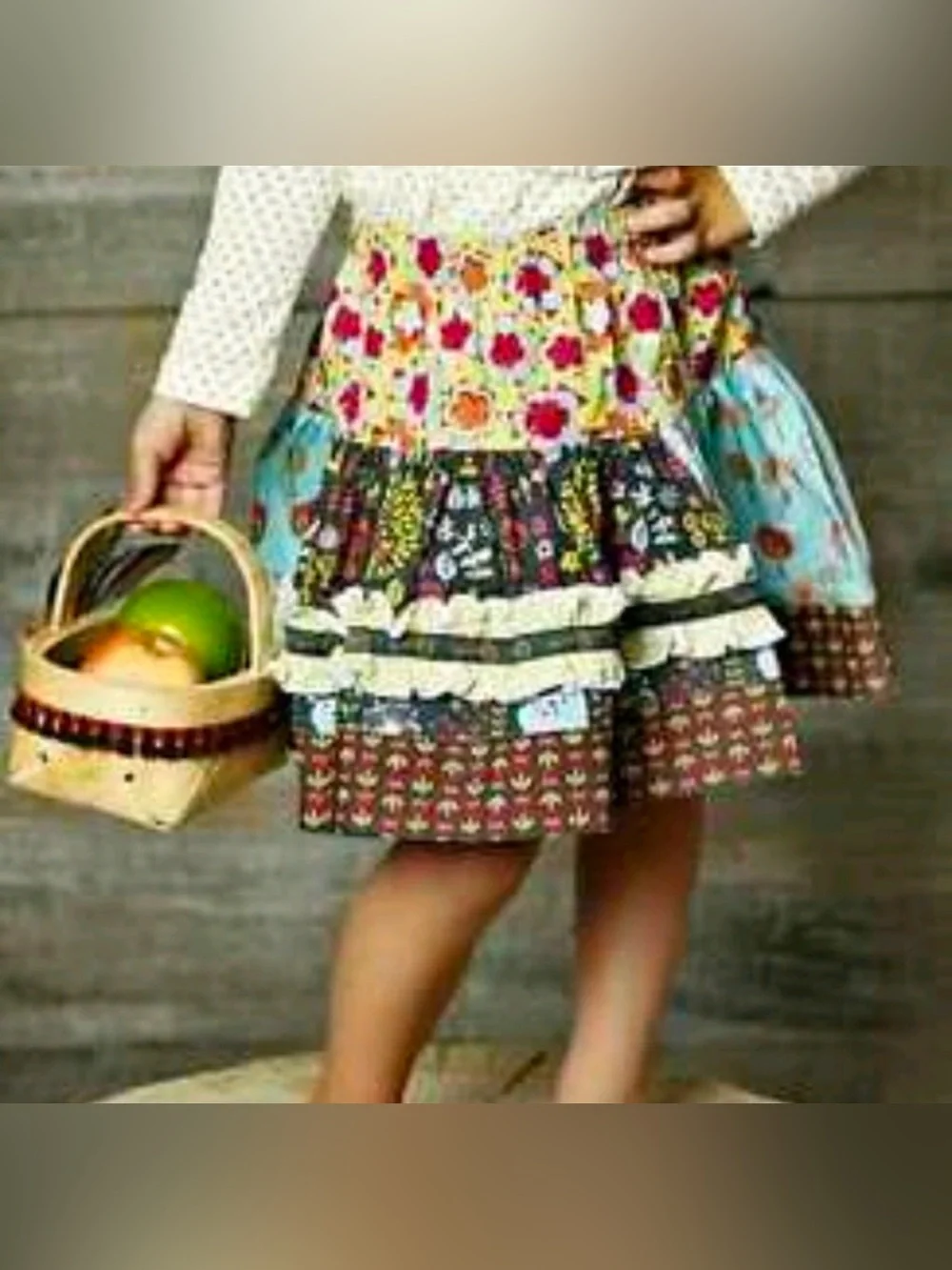 Matilda Jane Character Counts Tiered Ruffle Cotton Blend Floral Skirt Size 6